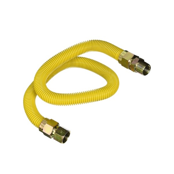 Flextron Gas Line Hose 1'' O.D.x24'' Len 3/4" FIPx3/4" MIP Fittings Yellow Coated Stainless Steel Flexible FTGC-YC34-24P - main
